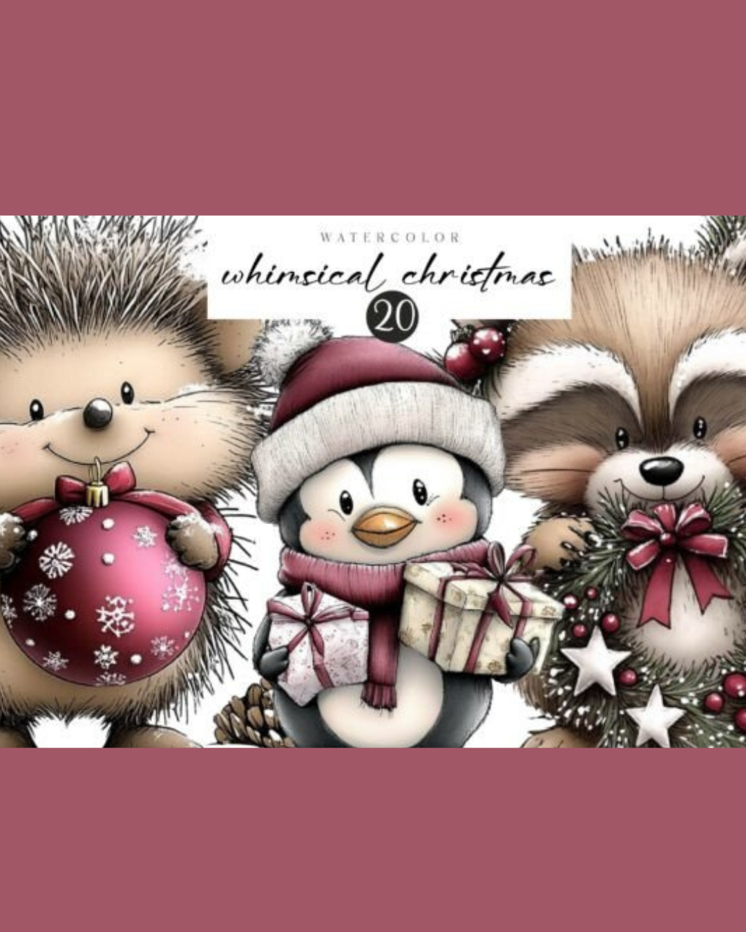 🎁 Whimsical Christmas Watercolor Pack – 20 PNG Designs
